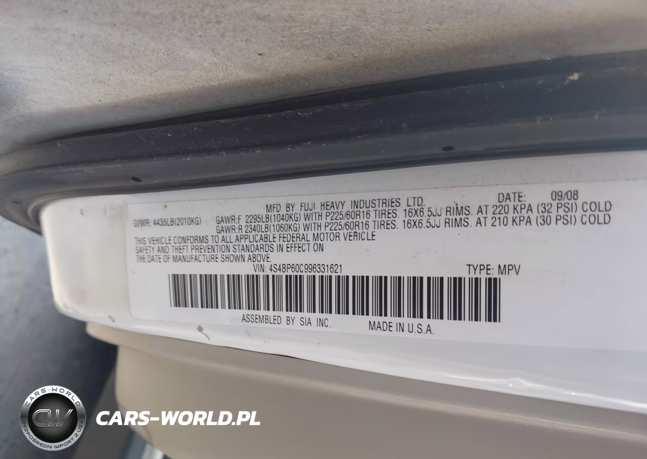 2009 Subaru Outback 2.5I VIN:4S4BP60C996331621 - 9