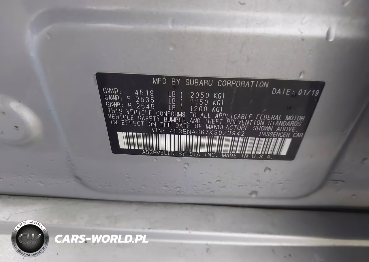 2019 Subaru Legacy 2.5I Sport VIN:4S3BNAS67K3023942 - 9