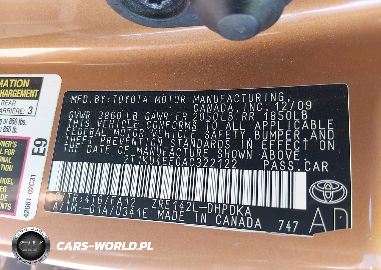 2010 Toyota Matrix VIN:2T1KU4EE0AC322122 - 9