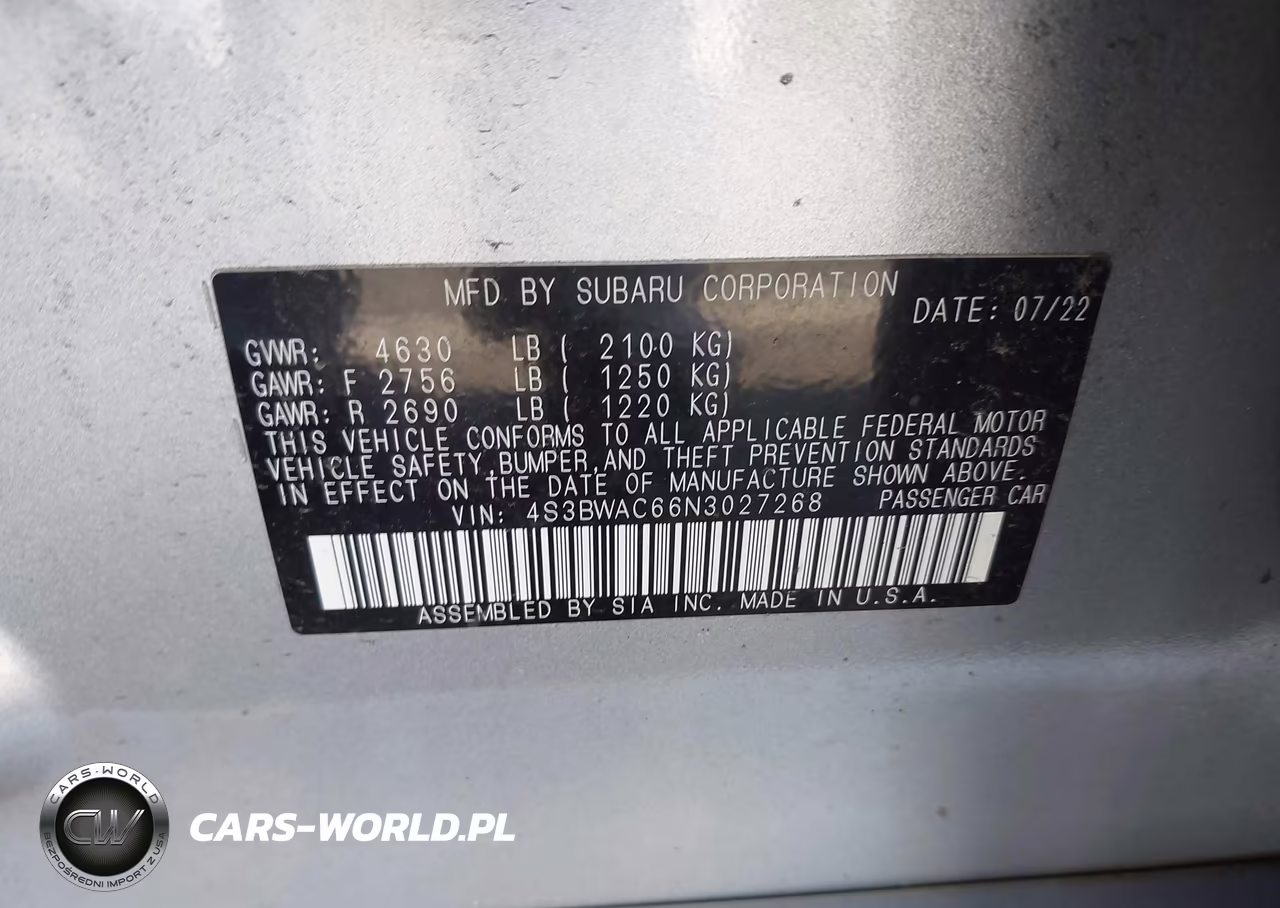 2022 Subaru Legacy Premium VIN:4S3BWAC66N3027268 - 9