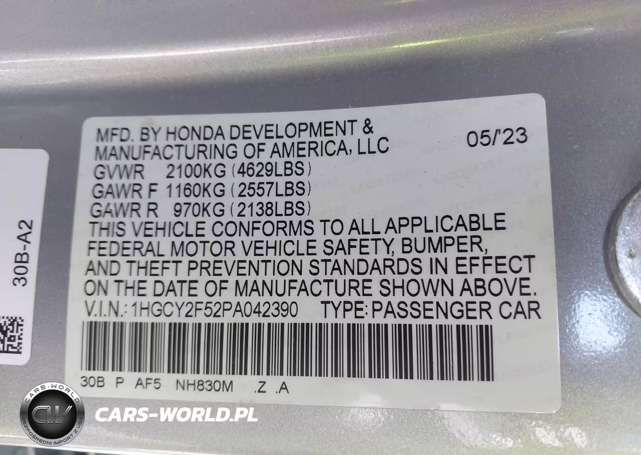 2023 Honda Accord Hybrid Sport VIN:1HGCY2F52PA042390 - 9