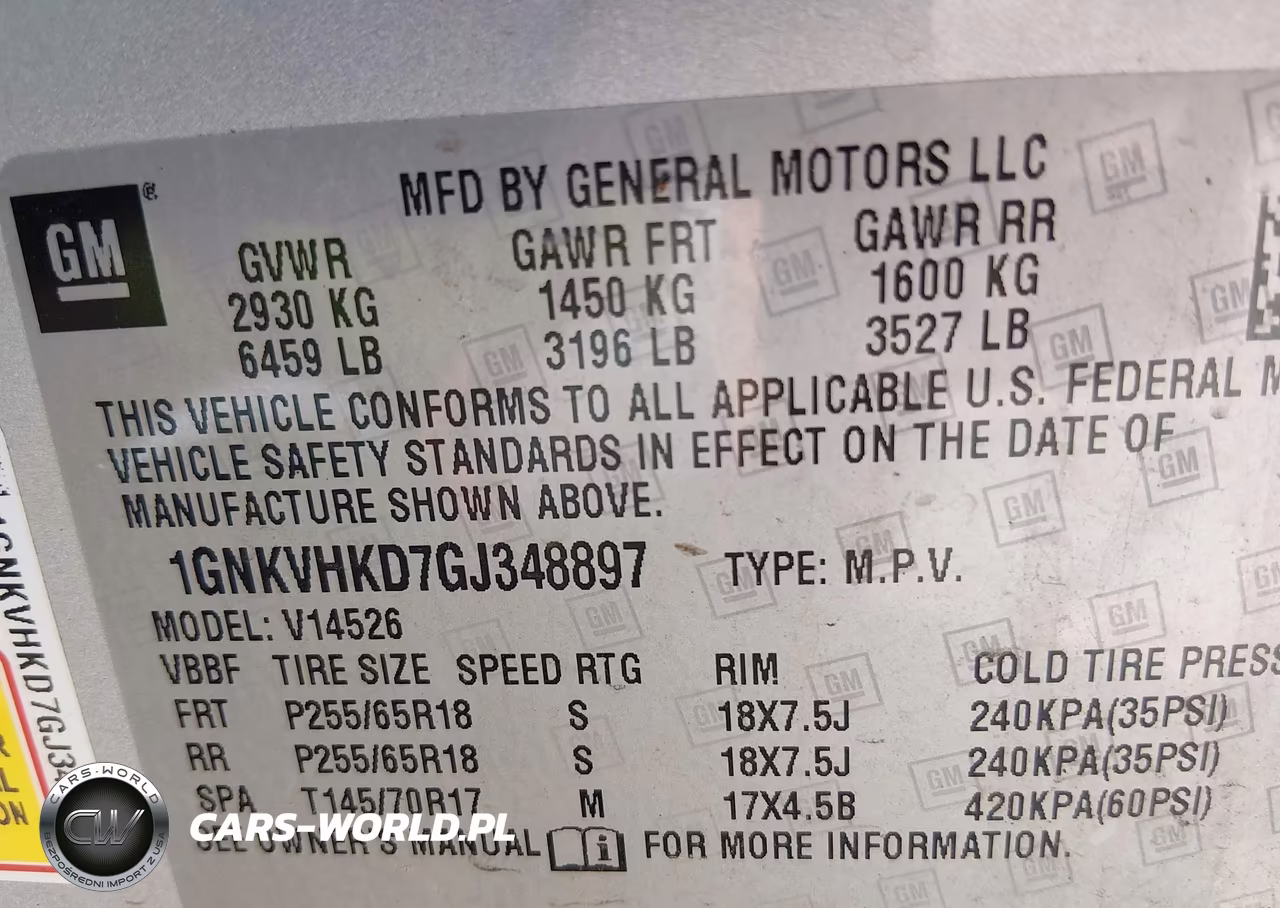 2016 Chevrolet Traverse Lt VIN:1GNKVHKD7GJ348897 - 9
