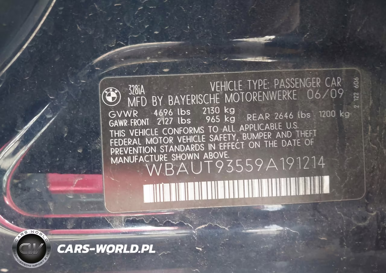 2009 BMW 328I VIN:WBAUT93559A191214 - 9