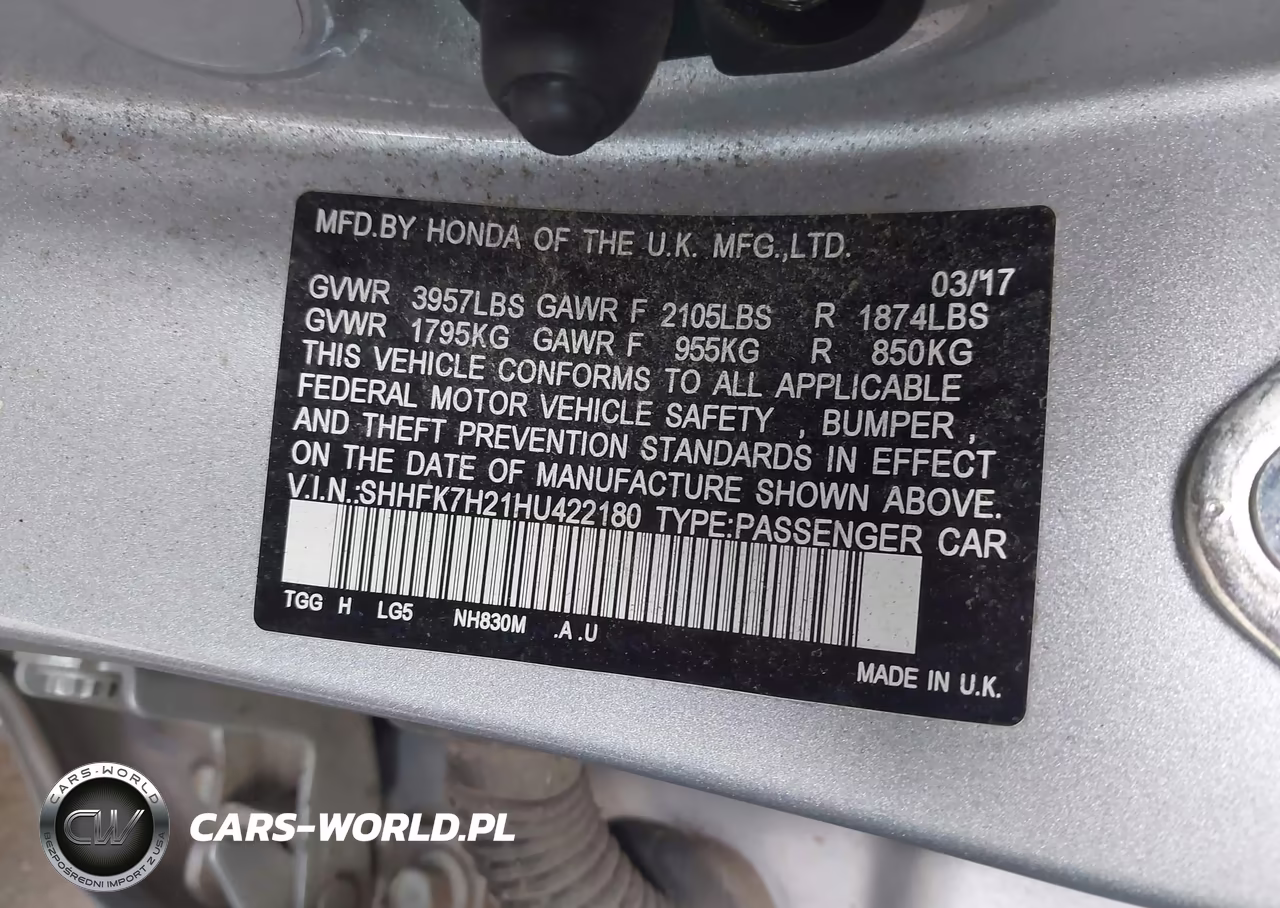 2017 Honda Civic Lx VIN:SHHFK7H21HU422180 - 9