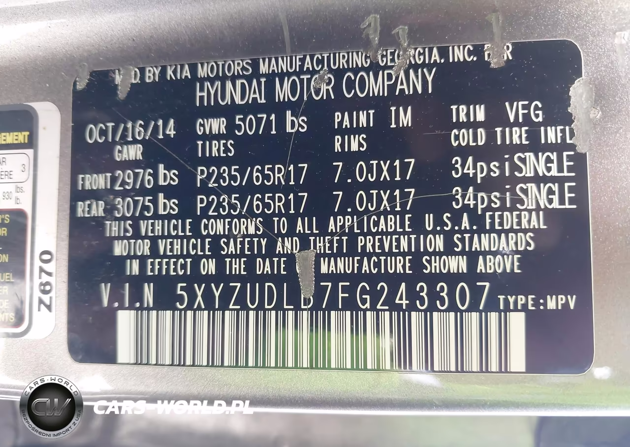 2015 Hyundai Santa Fe Sport 2.4L VIN:5XYZUDLB7FG243307 - 9