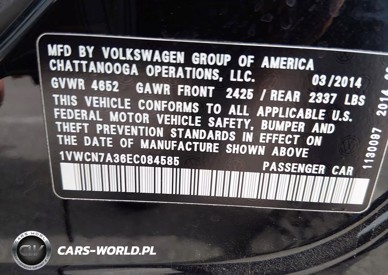 2014 Volkswagen Passat 2.0L Tdi Sel Premium VIN:1VWCN7A36EC084585 - 9