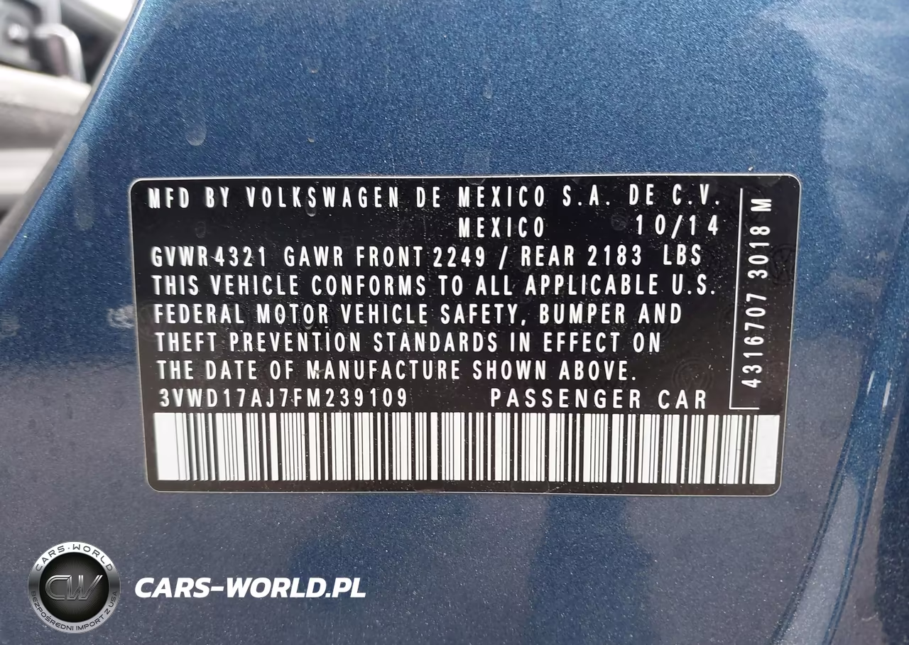 2015 Volkswagen Jetta 1.8T Se VIN:3VWD17AJ7FM239109 - 9