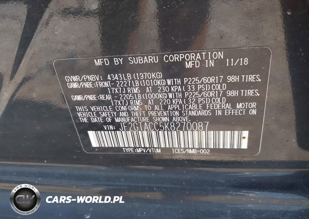 2019 Subaru Crosstrek 2.0I Premium VIN:JF2GTACC5K8270087 - 9
