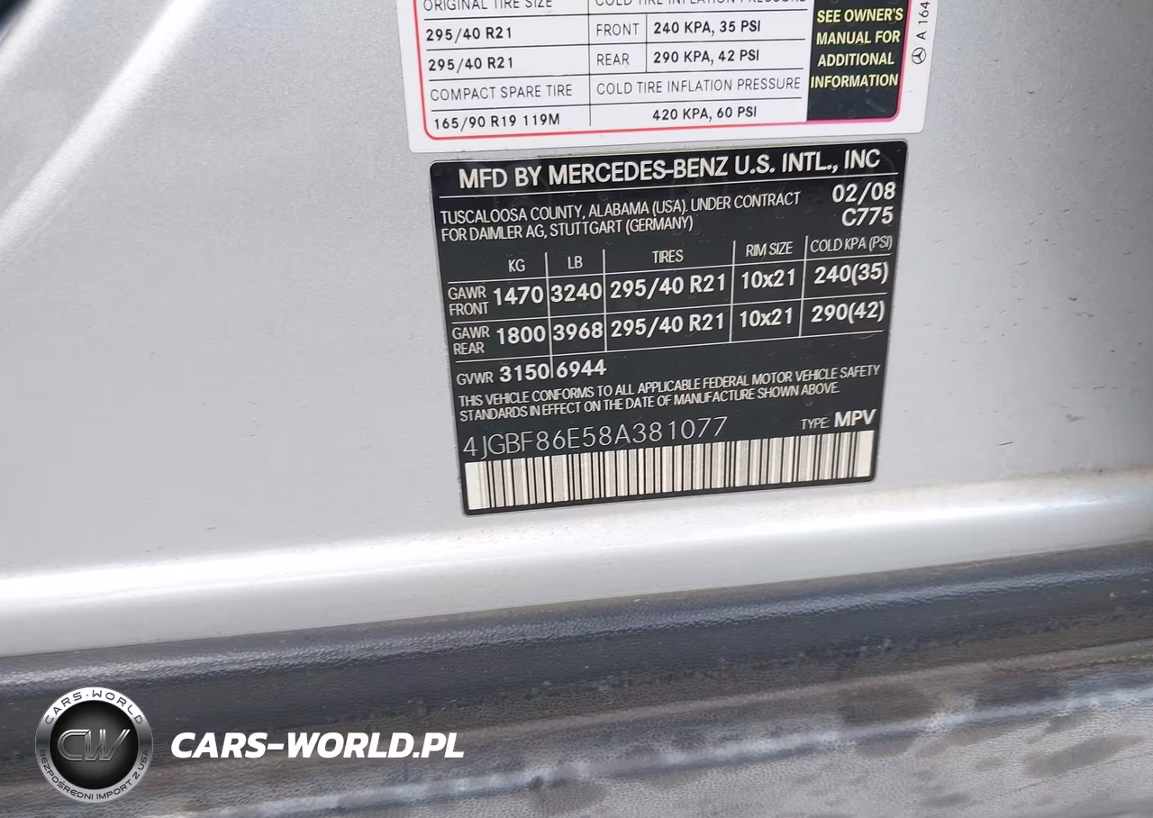 2008 Mercedes-Benz Gl 550 4Matic VIN:4JGBF86E58A381077 - 9