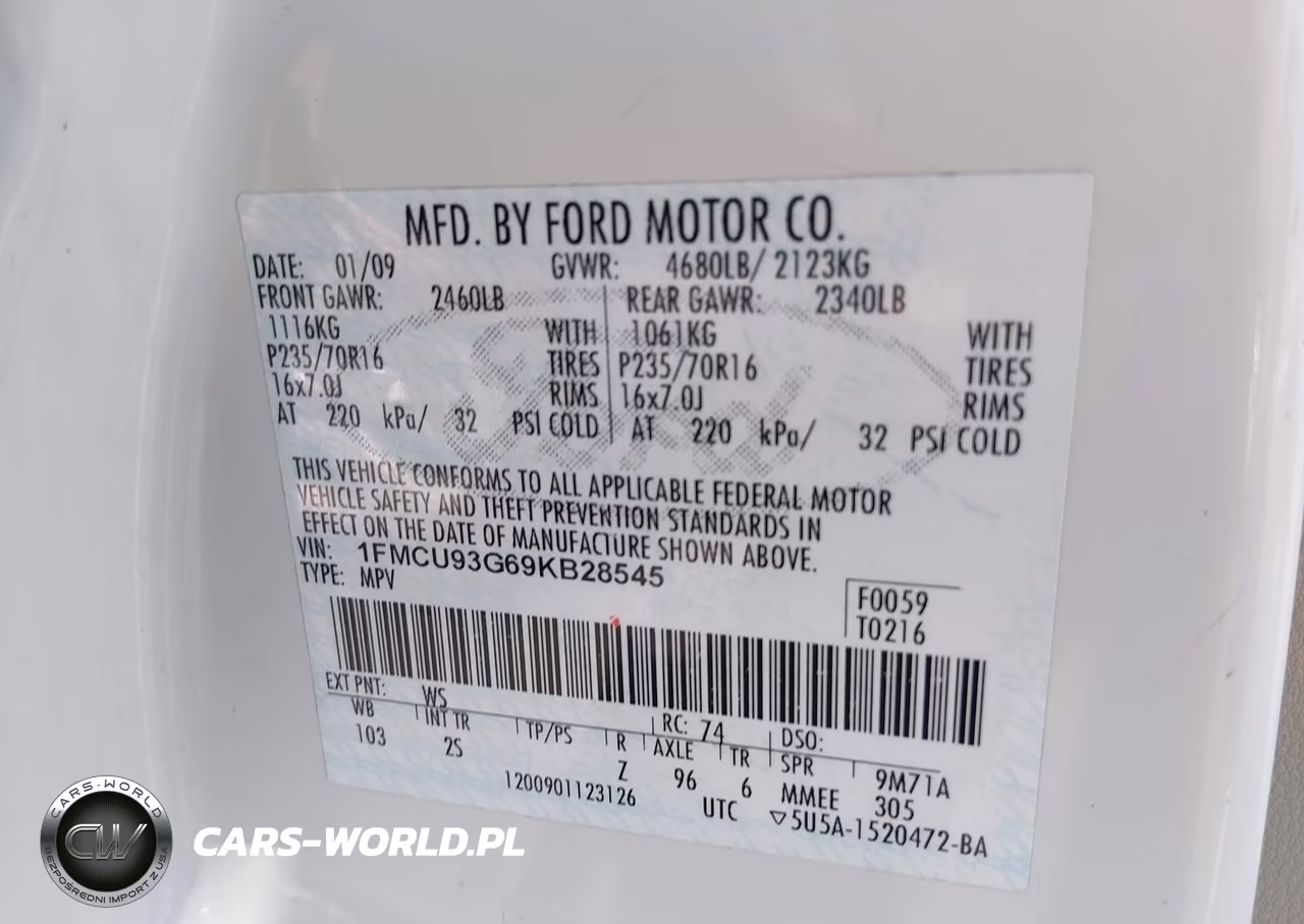 2009 Ford Escape Xlt VIN:1FMCU93G69KB28545 - 9