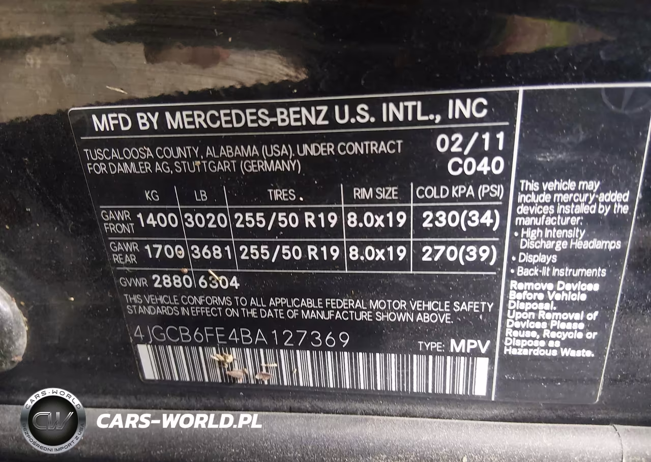 2011 Mercedes-Benz R 350 4Matic VIN:4JGCB6FE4BA127369 - 9