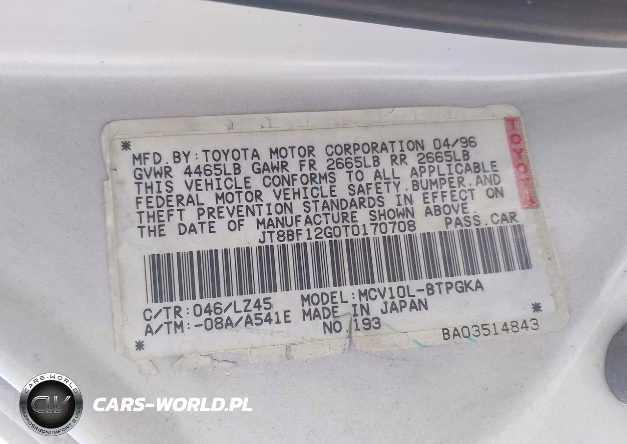 1996 Lexus Es 300 VIN:JT8BF12G0T0170708 - 9