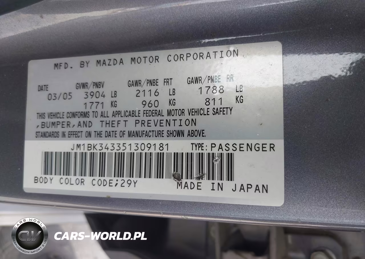 2005 Mazda Mazda3 S VIN:JM1BK343351309181 - 9