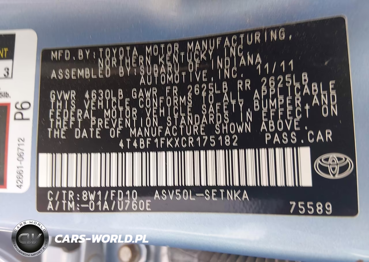 2012 Toyota Camry Le VIN:4T4BF1FKXCR175182 - 9