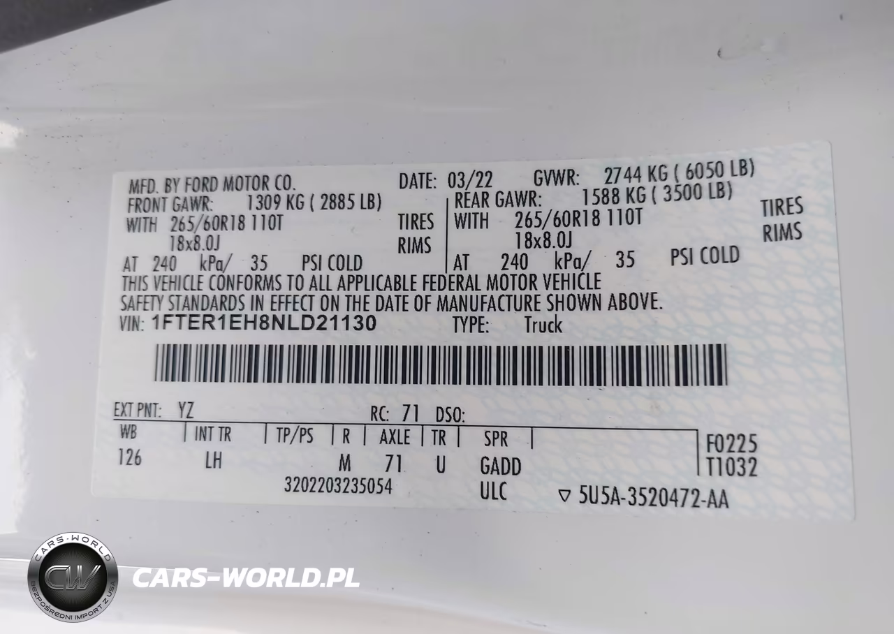 2022 Ford Ranger Xlt VIN:1FTER1EH8NLD21130 - 9