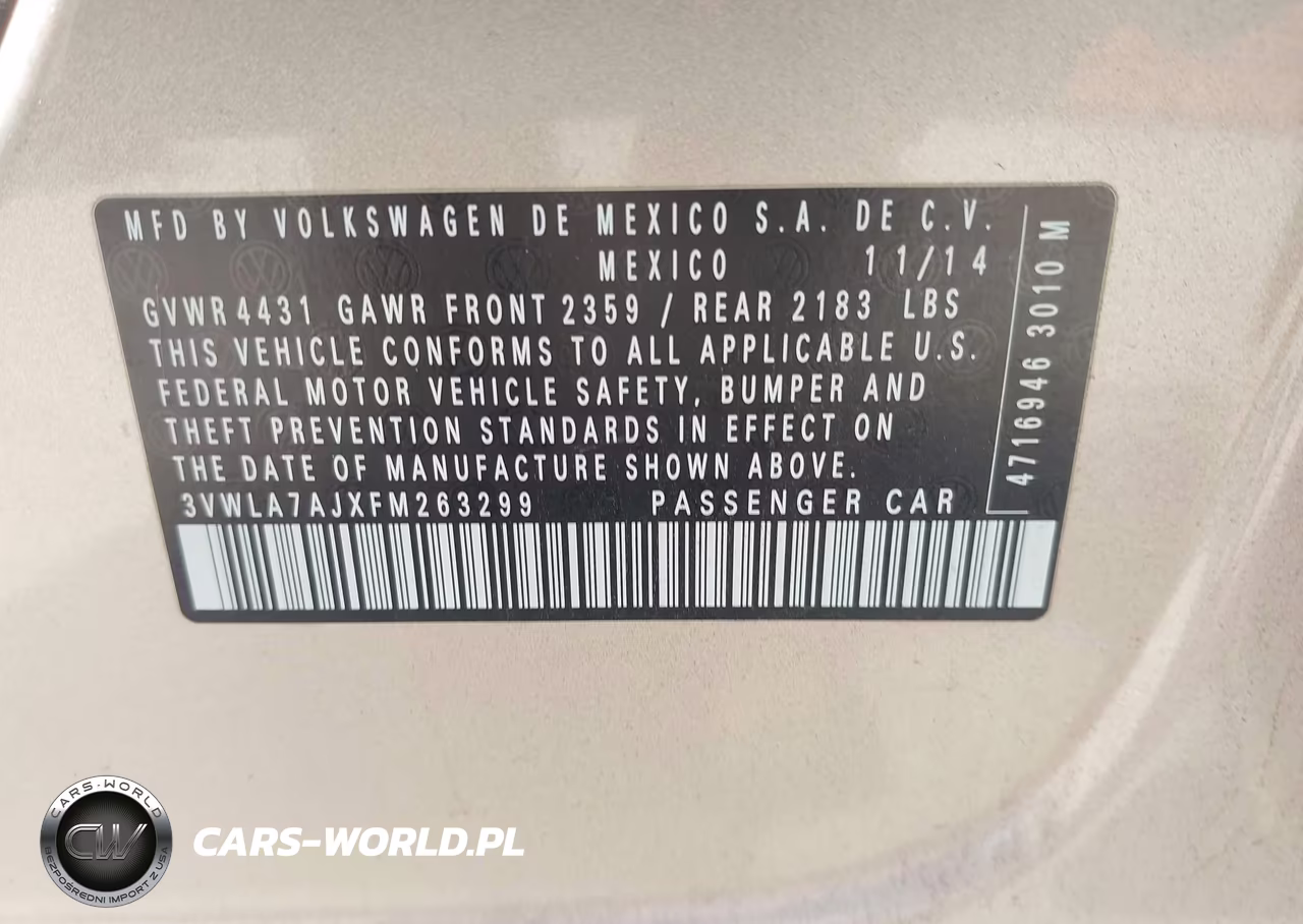 2015 Volkswagen Jetta 2.0L Tdi S VIN:3VWLA7AJXFM263299 - 9