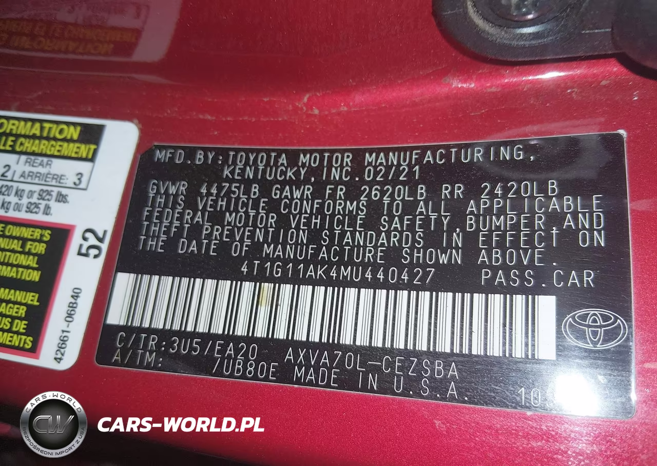 2021 Toyota Camry Se VIN:4T1G11AK4MU440427 - 9