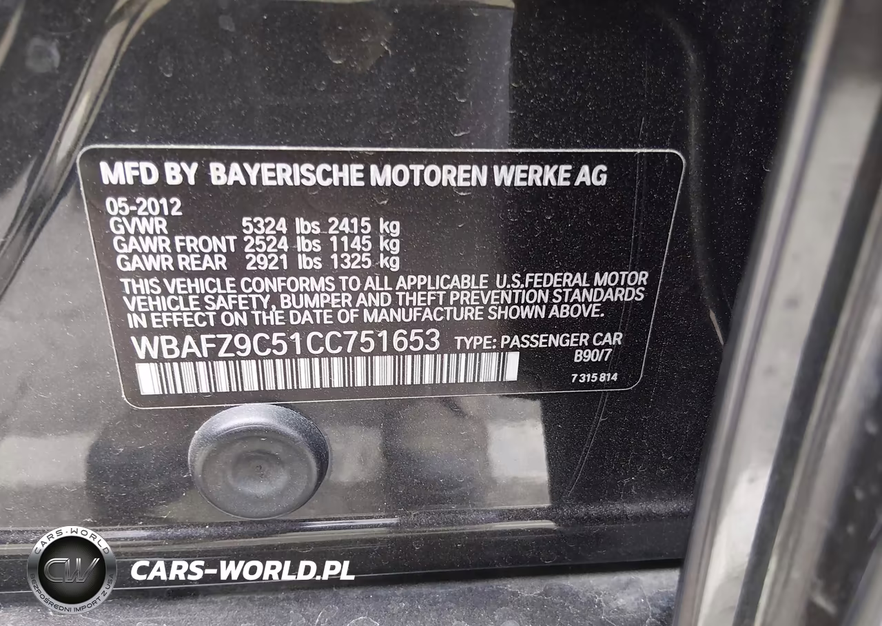 2012 BMW Activehybrid 5 VIN:WBAFZ9C51CC751653 - 9