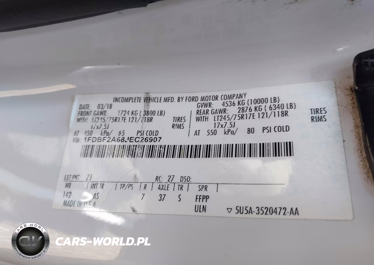 2018 Ford F-250 Xl VIN:1FDBF2A68JEC26907 - 8