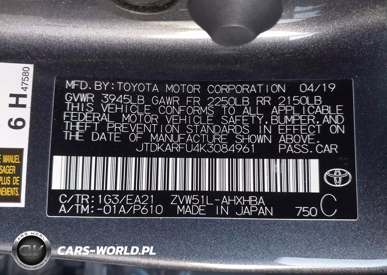 2019 Toyota Prius Limited VIN:JTDKARFU4K3084961 - 9
