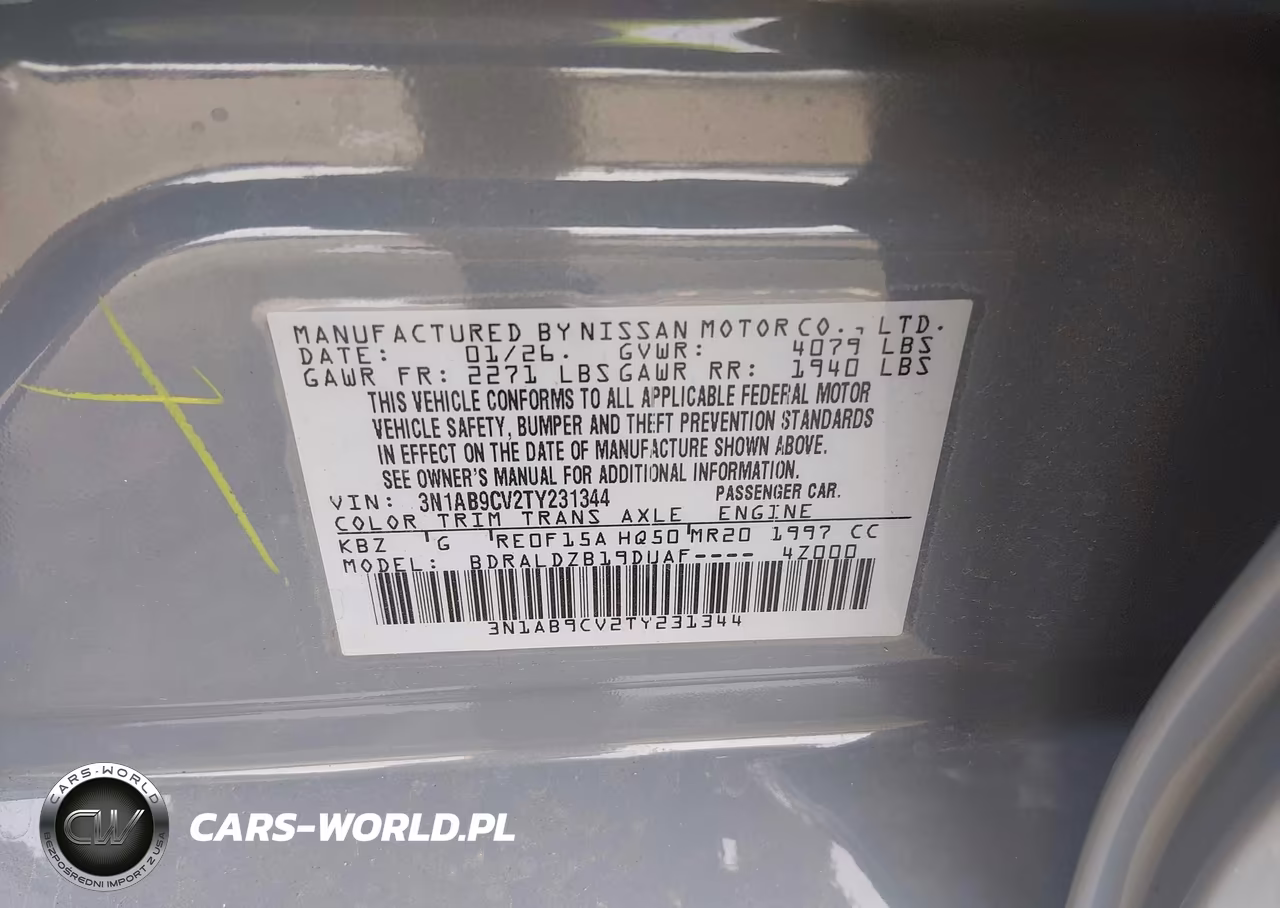 2026 Nissan Sentra Sv VIN:3N1AB9CV2TY231344 - 9