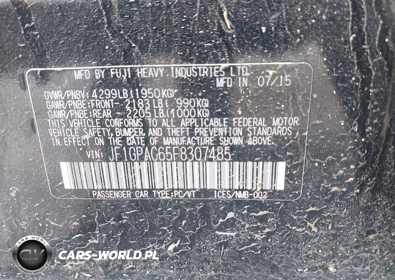 2015 Subaru Impreza 2.0I Premium VIN:JF1GPAC65F8307485 - 9