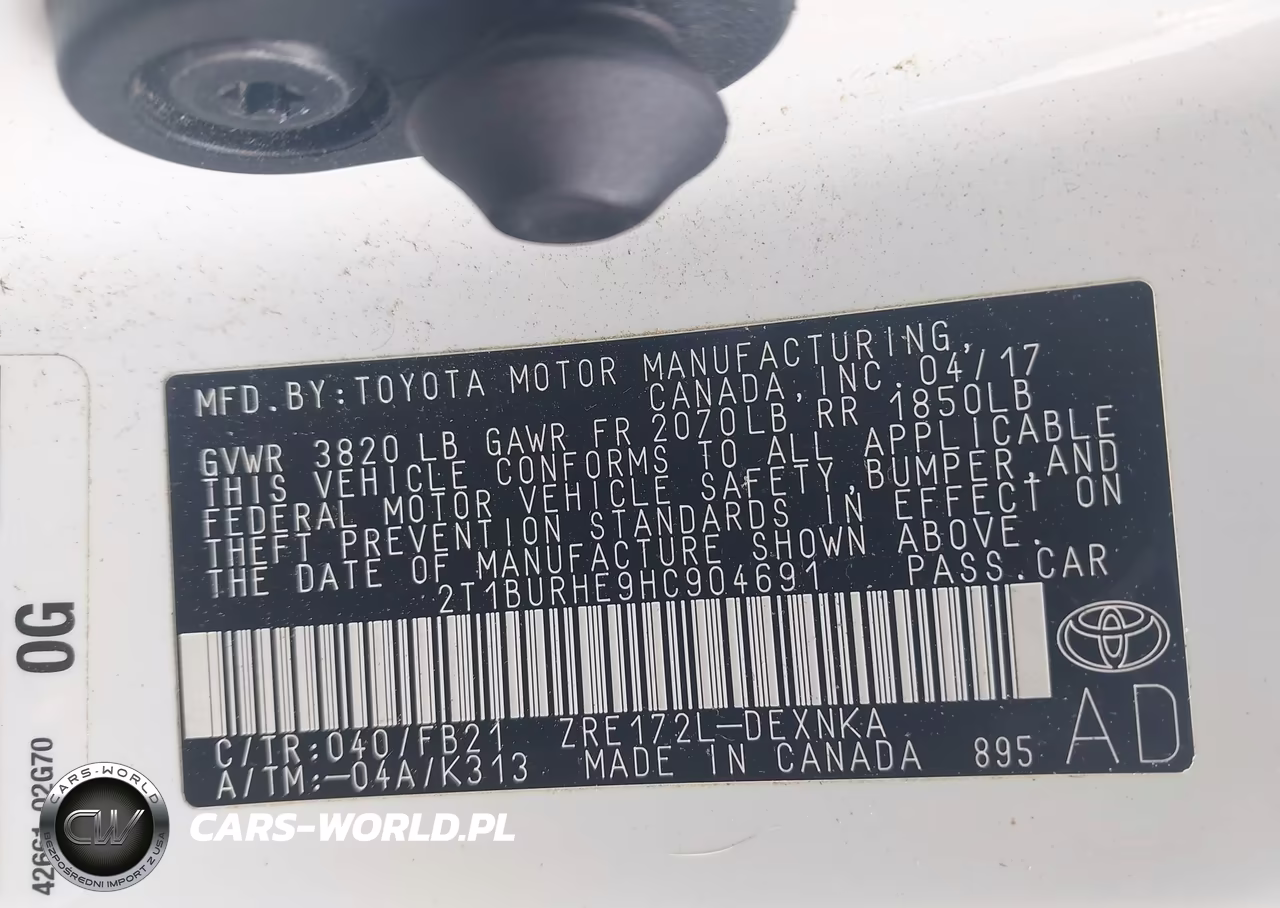 2017 Toyota Corolla Le VIN:2T1BURHE9HC904691 - 9