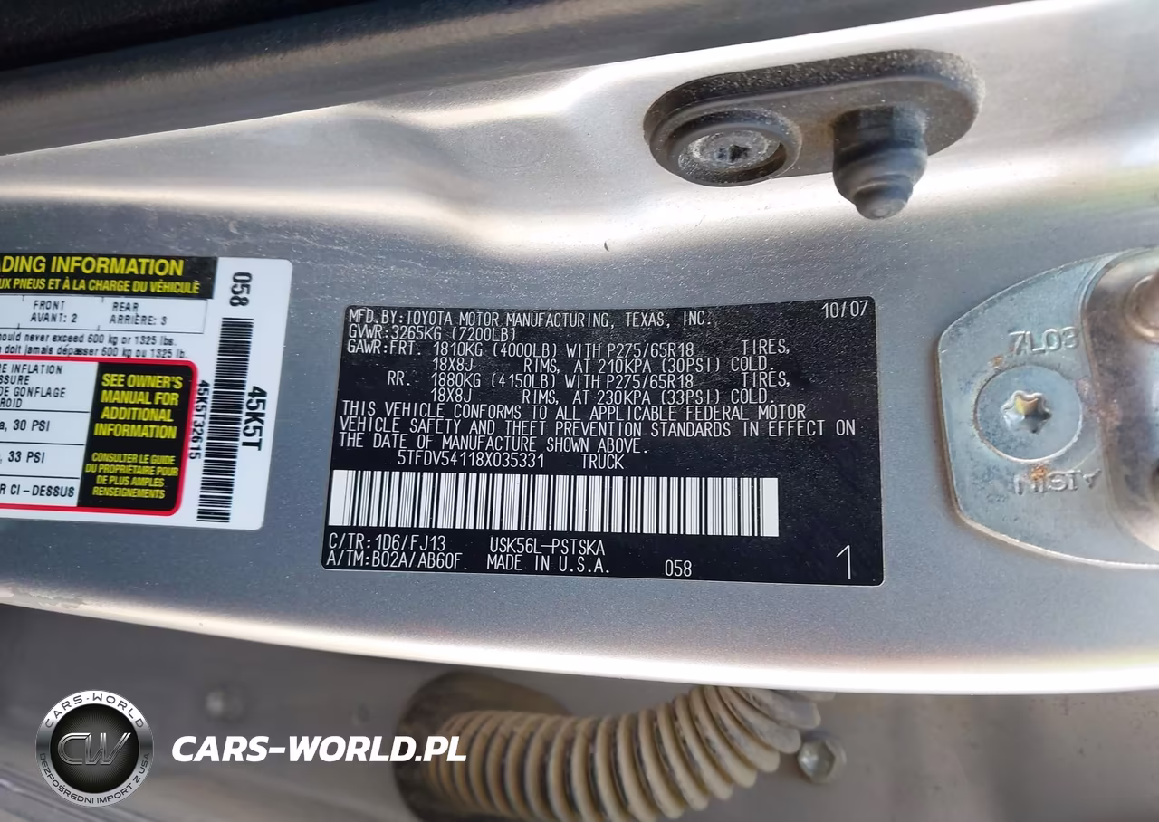 2008 Toyota Tundra Sr5 5.7L V8 VIN:5TFDV54118X035331 - 9