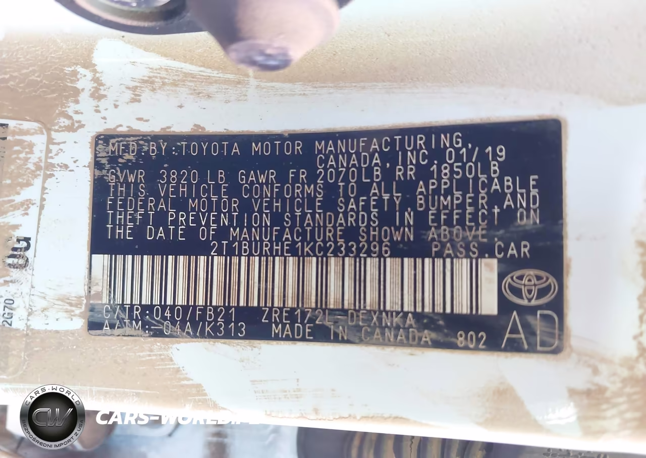 2019 Toyota Corolla Le VIN:2T1BURHE1KC233296 - 9