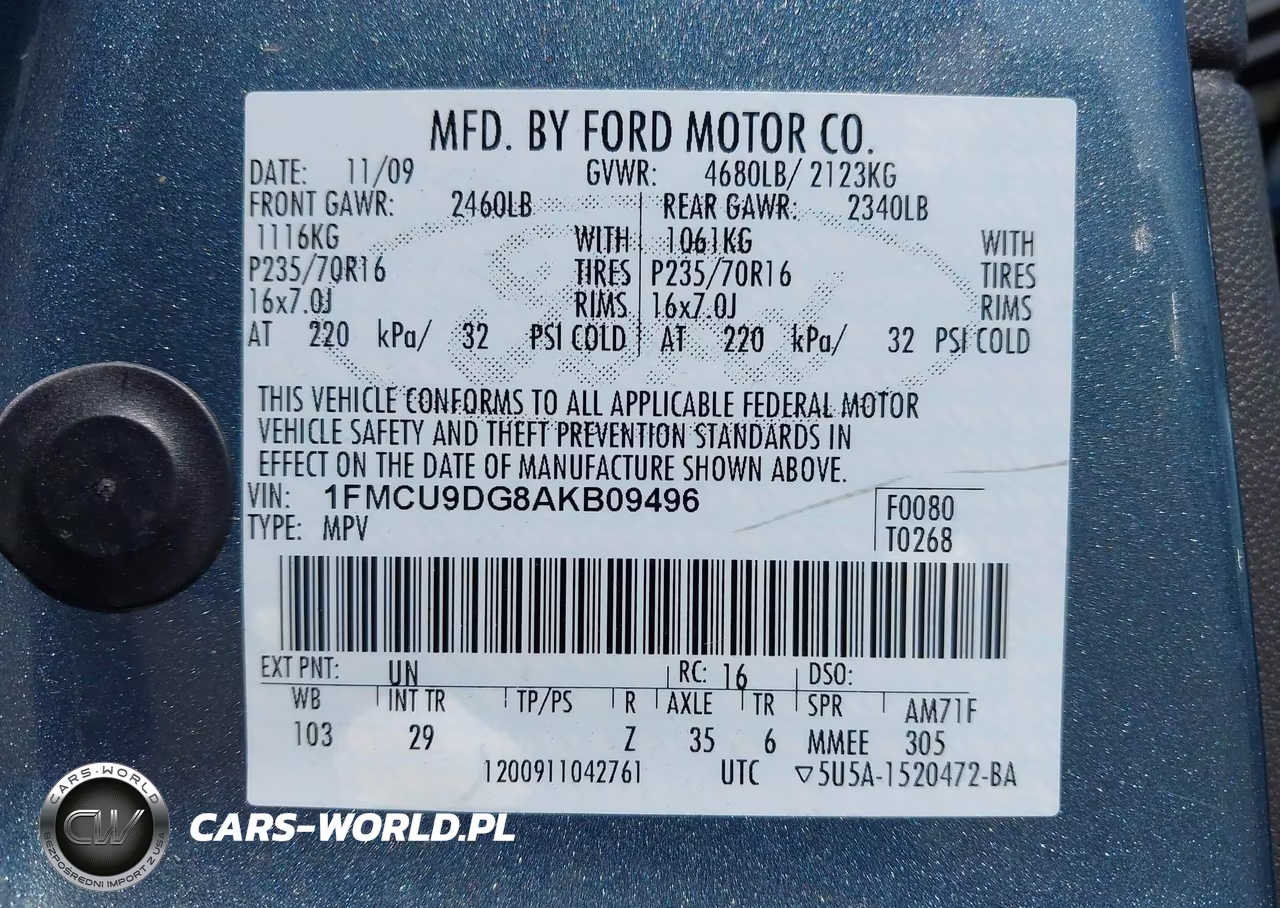 2010 Ford Escape Xlt VIN:1FMCU9DG8AKB09496 - 9