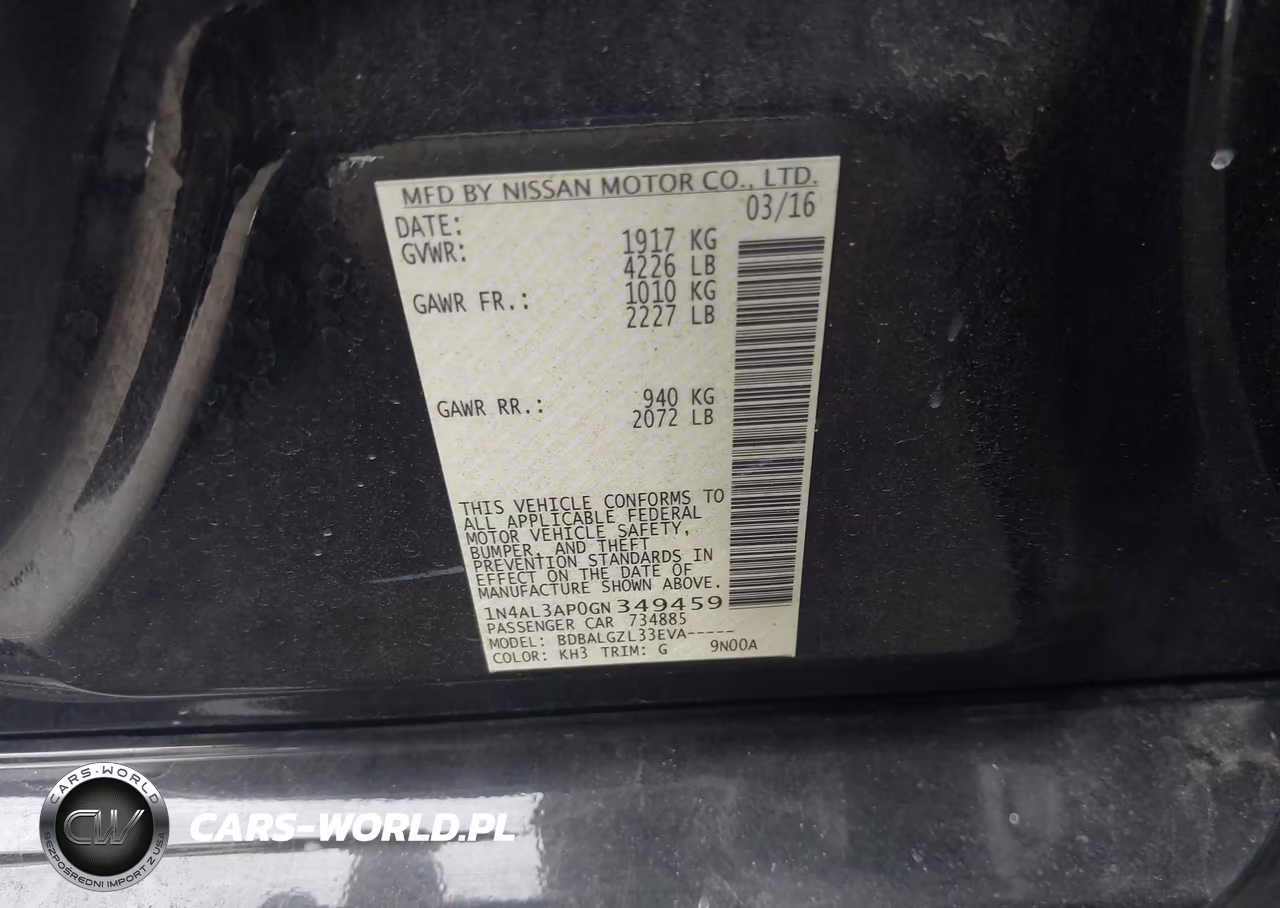 2016 Nissan Altima 2.5-2.5 S-2.5 Sl-2.5 Sr-2.5 Sv VIN:1N4AL3AP0GN349459 - 9