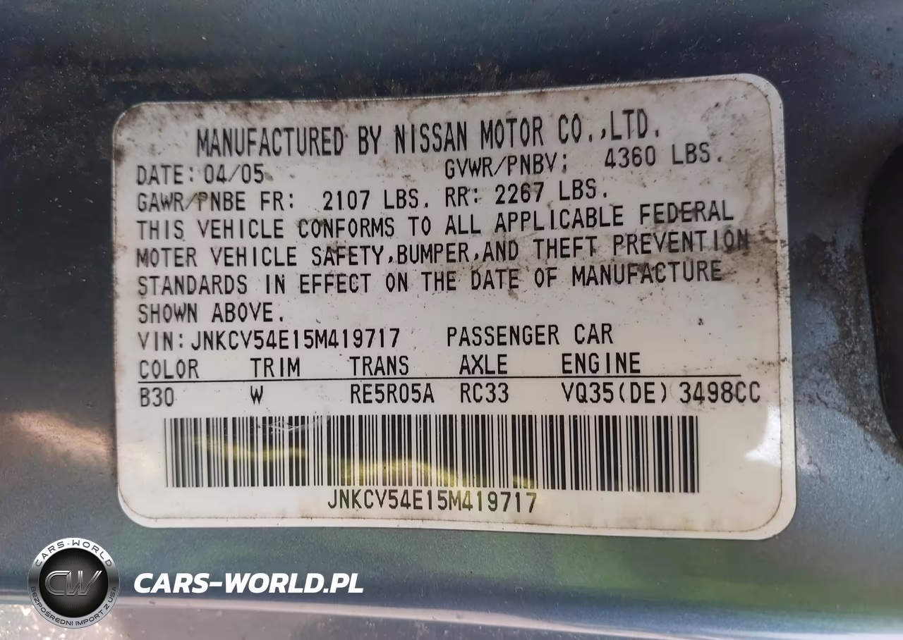 2005 Infiniti G35 VIN:JNKCV54E15M419717 - 9
