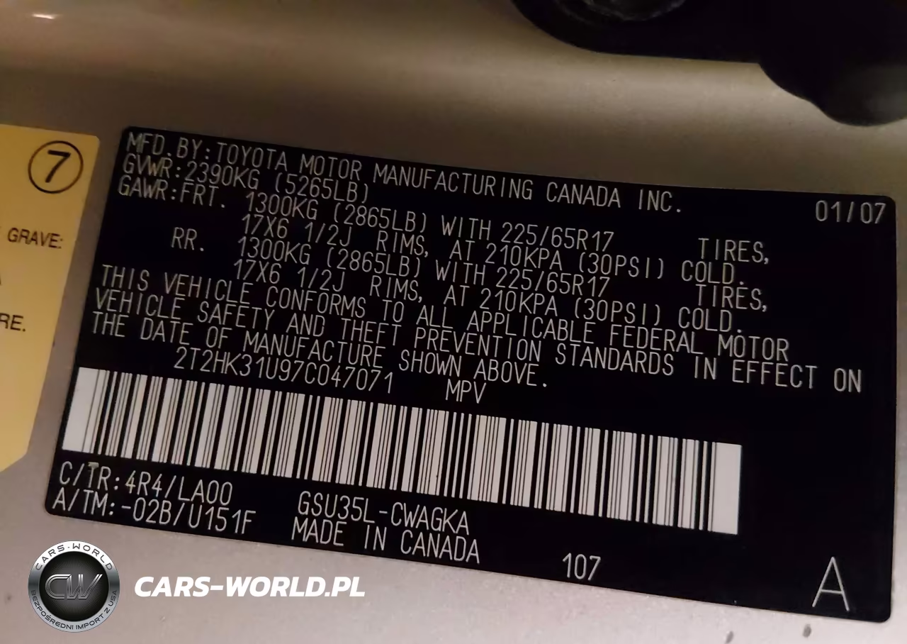 2007 Lexus Rx 350 VIN:2T2HK31U97C047071 - 9