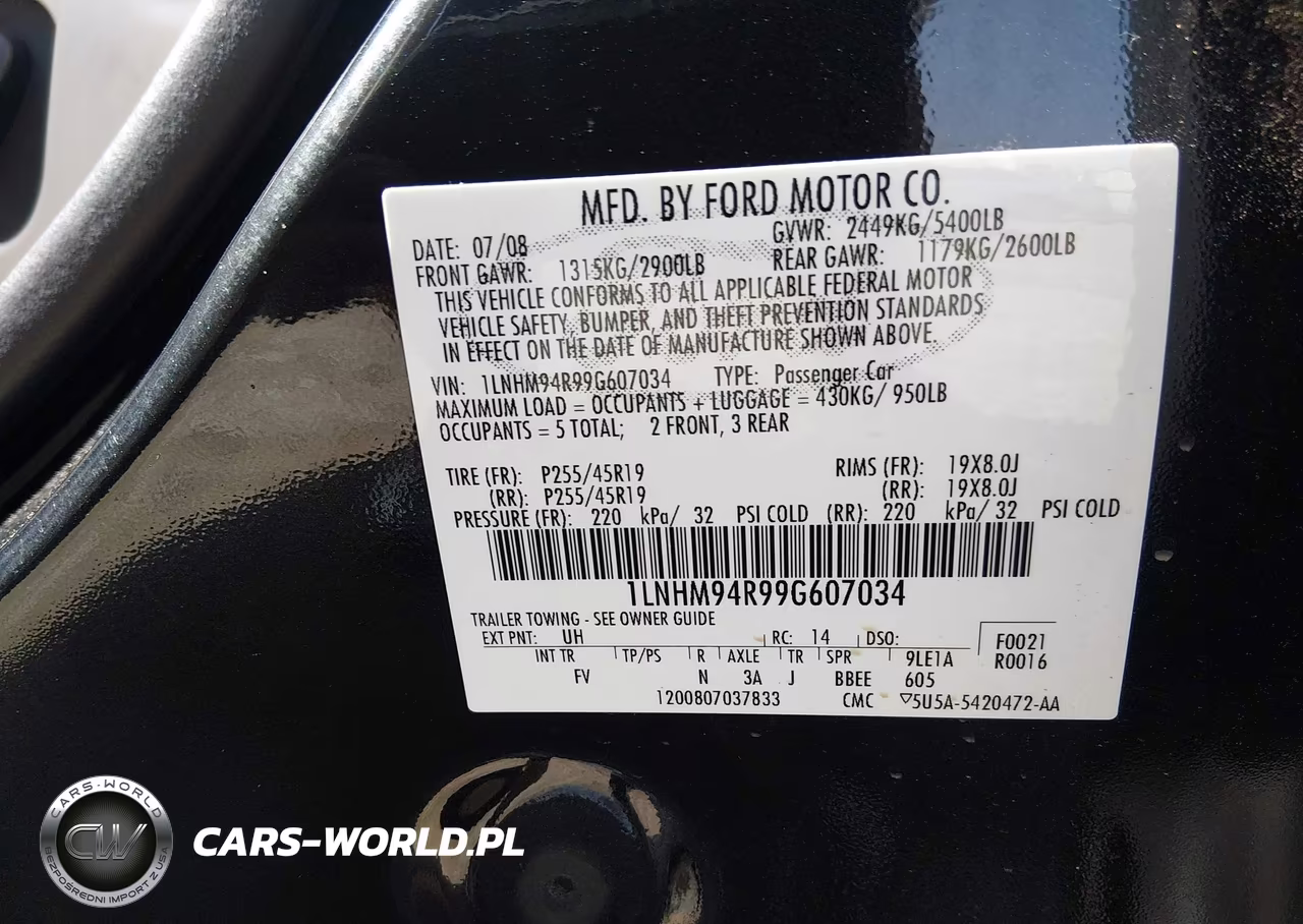2009 Lincoln Mks VIN:1LNHM94R99G607034 - 9
