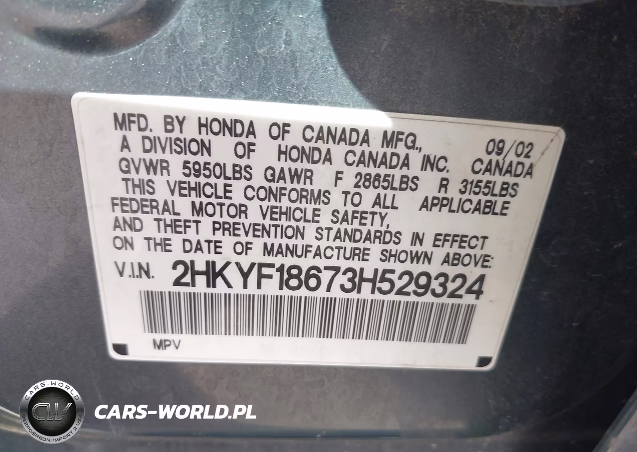 2003 Honda Pilot Ex-L VIN:2HKYF18673H529324 - 9