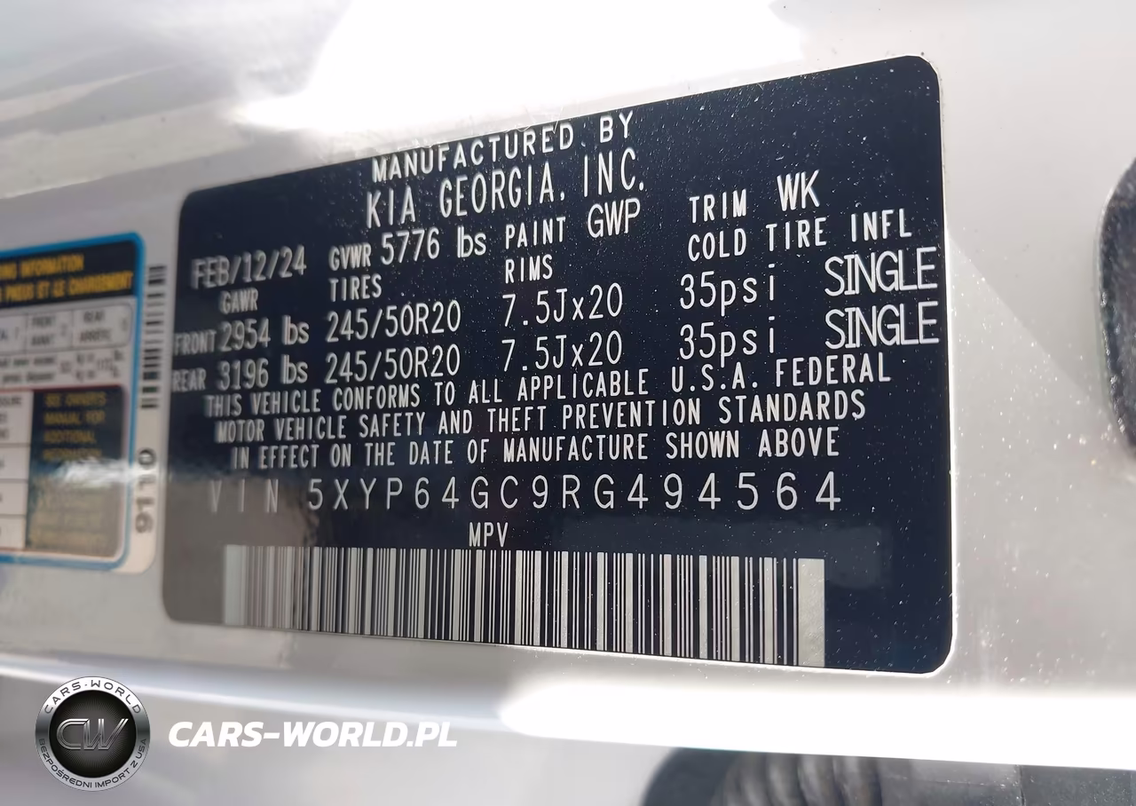 2024 Kia Telluride S VIN:5XYP64GC9RG494564 - 9