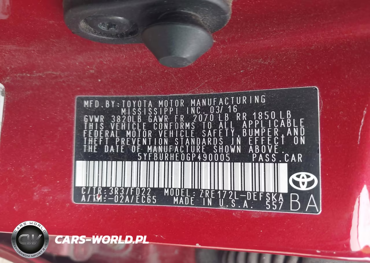 2016 Toyota Corolla S Plus VIN:5YFBURHE0GP490005 - 9