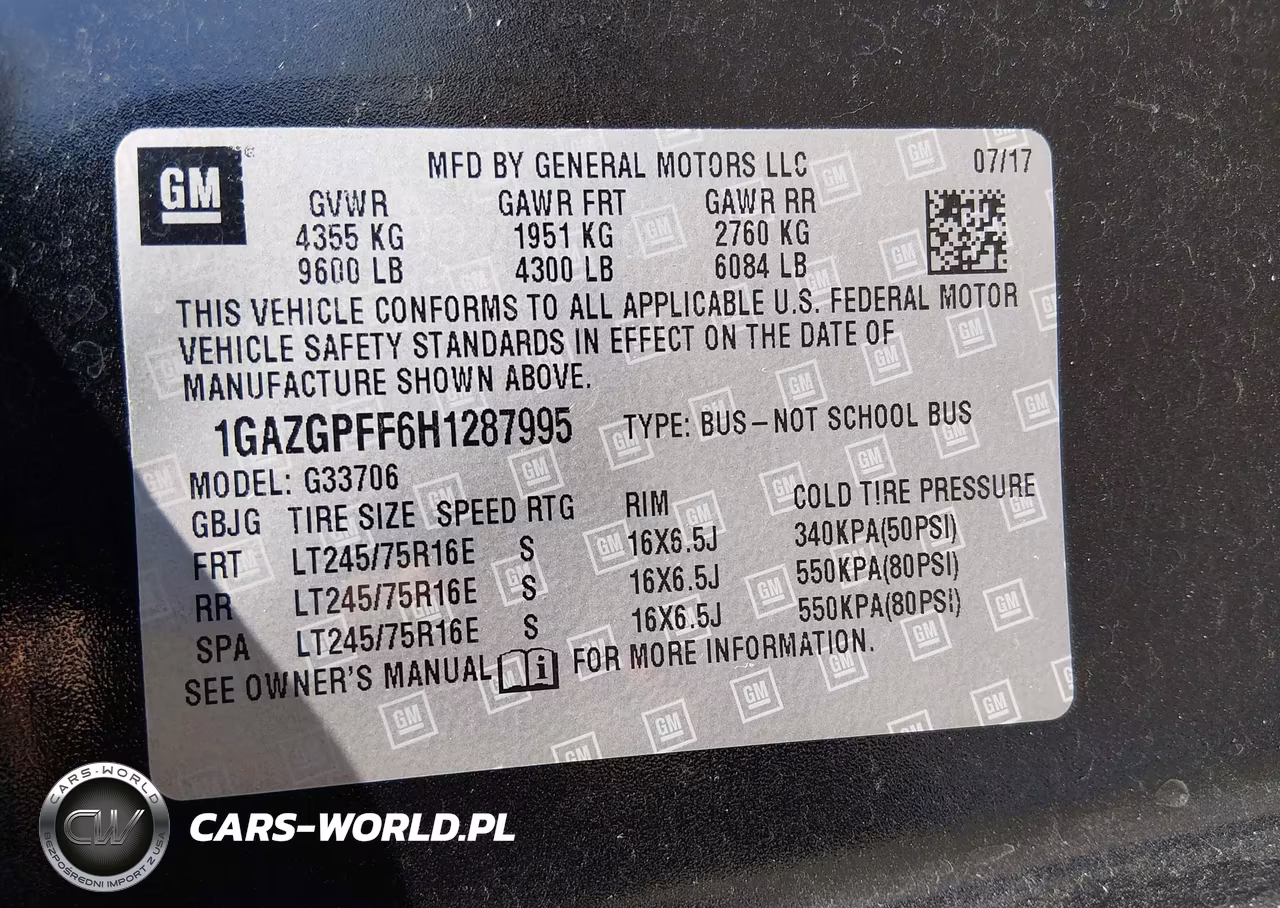 2017 Chevrolet Express 3500 Lt VIN:1GAZGPFF6H1287995 - 9