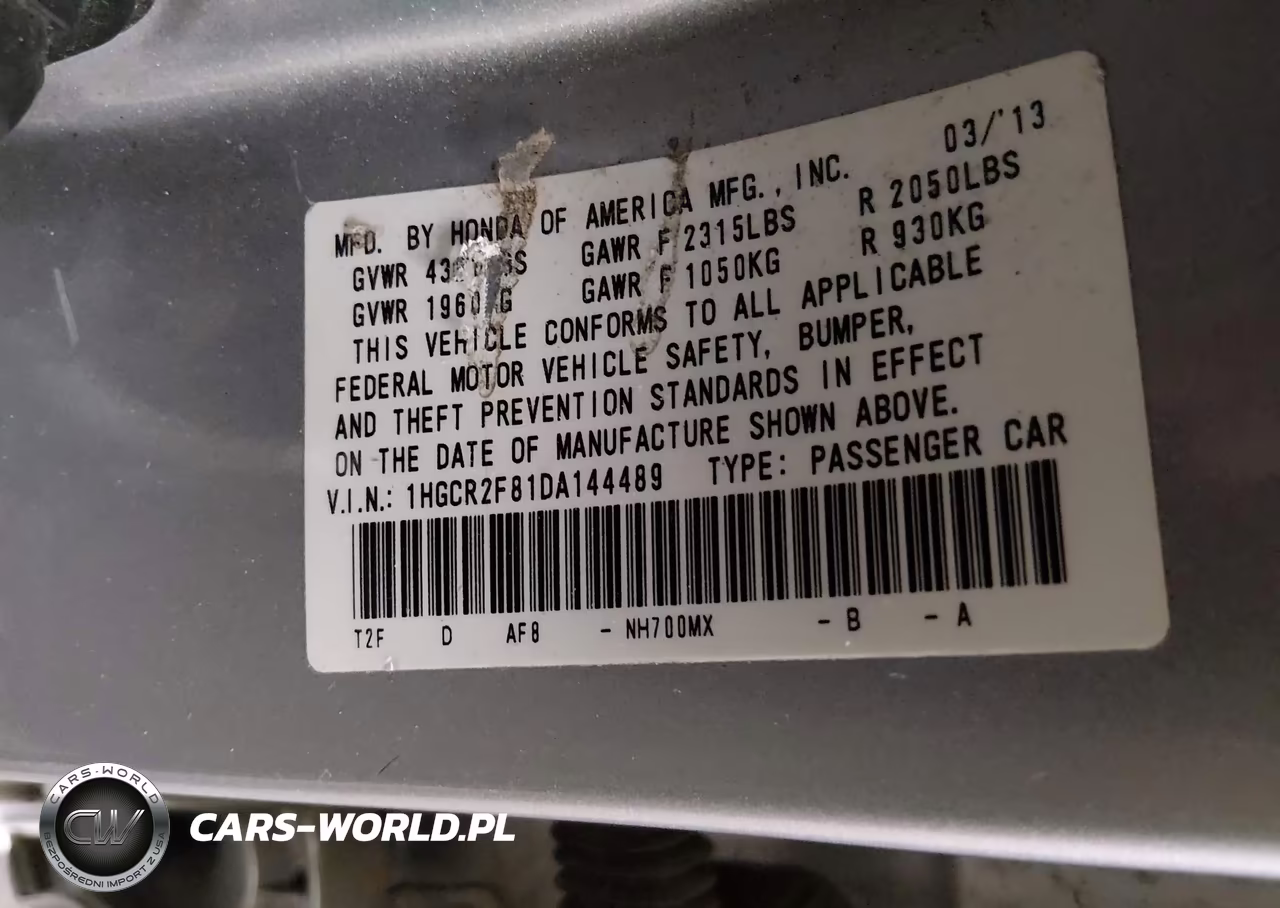 2013 Honda Accord Ex-L VIN:1HGCR2F81DA144489 - 9