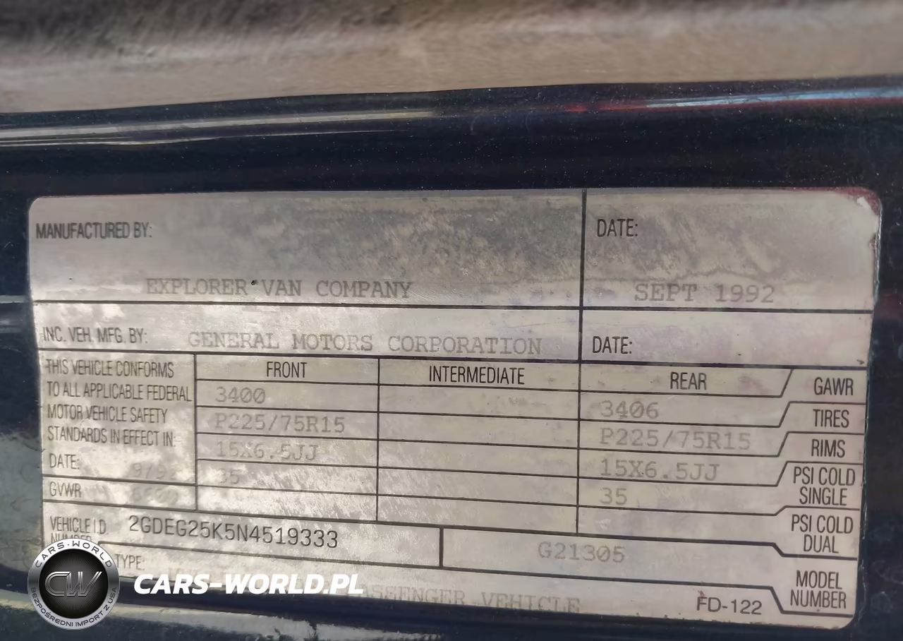 1992 GMC Rally Wagon - Van G2500 VIN:2GDEG25K5N4519333 - 9