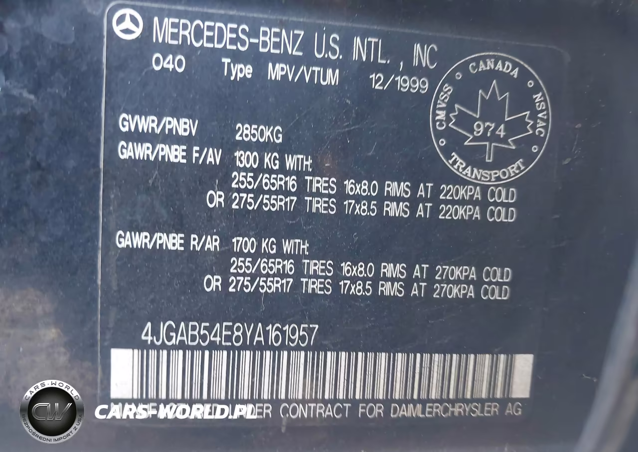2000 Mercedes-Benz Ml 320 VIN:4JGAB54E8YA161957 - 9