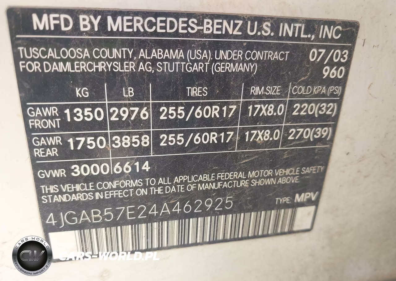2004 Mercedes-Benz Ml 350 4Matic VIN:4JGAB57E24A462925 - 9