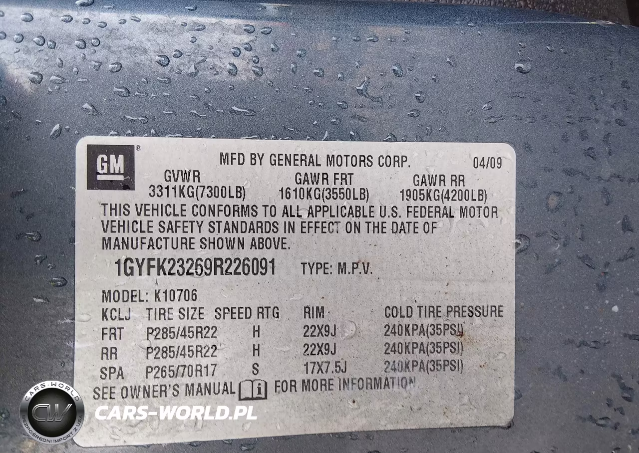 2009 Cadillac Escalade Standard VIN:1GYFK23269R226091 - 8