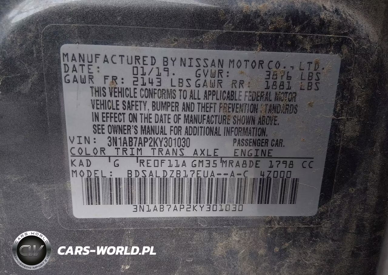 2019 Nissan Sentra Sv VIN:3N1AB7AP2KY301030 - 9