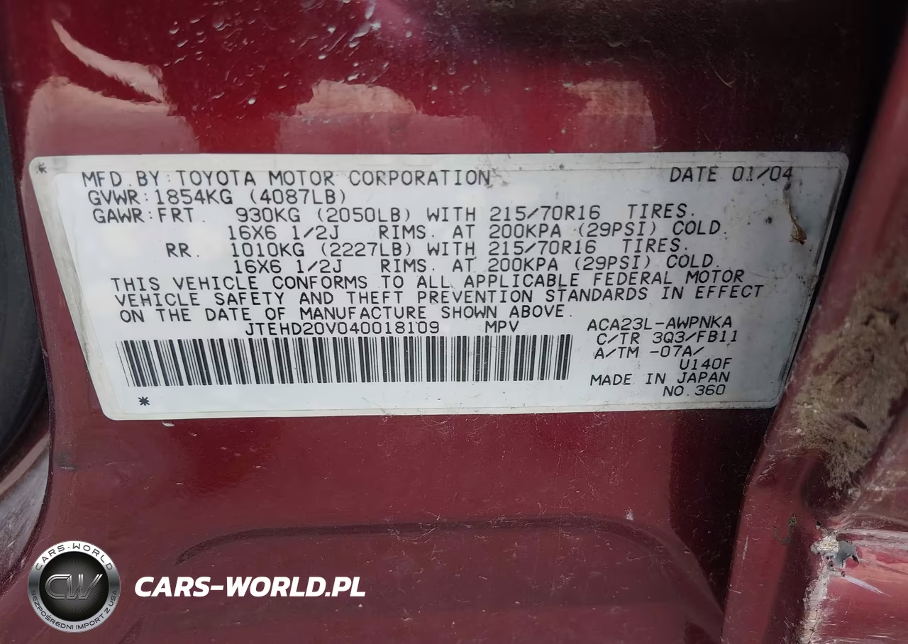 2004 Toyota Rav4 VIN:JTEHD20V040018109 - 9