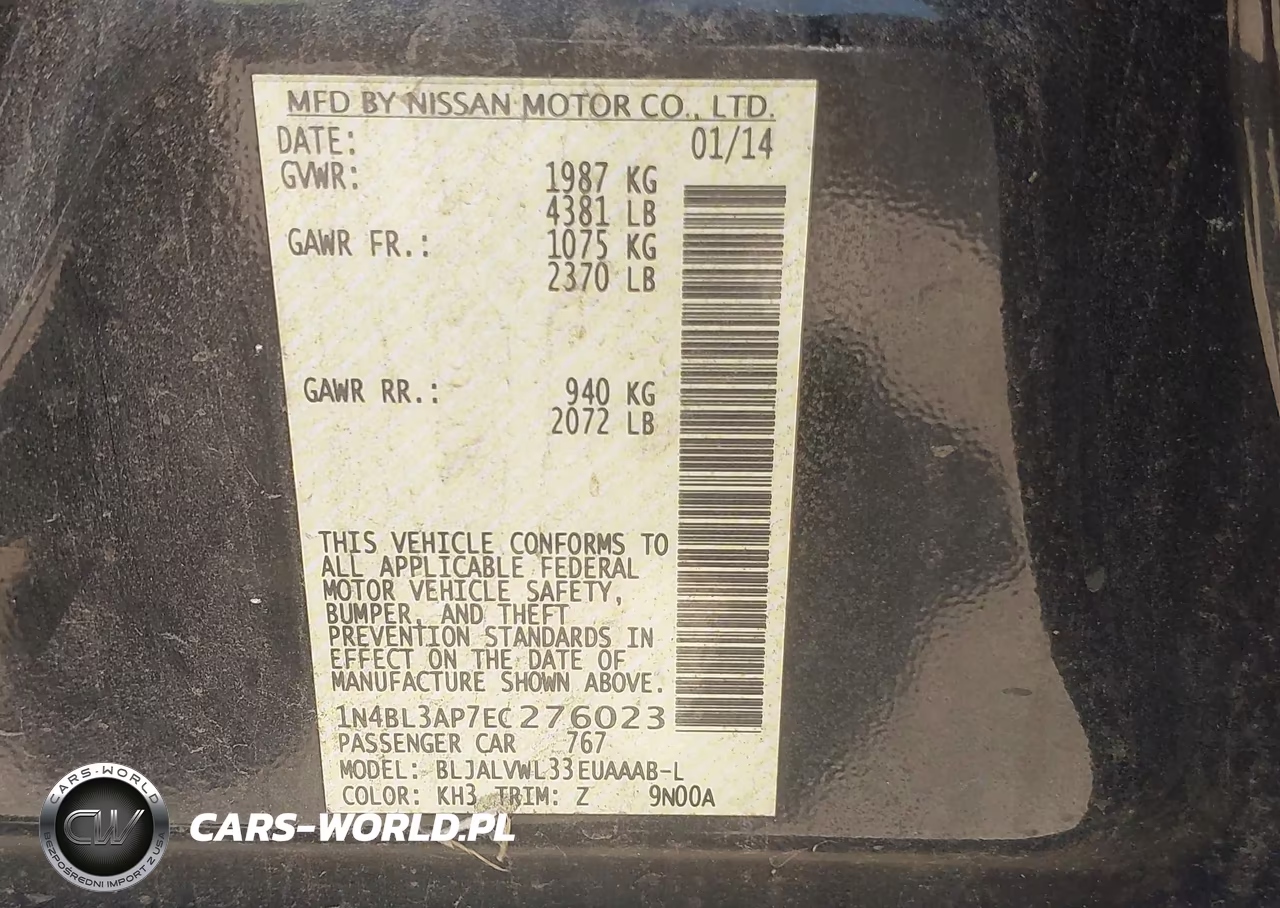 2014 Nissan Altima 3.5 Sl VIN:1N4BL3AP7EC276023 - 9