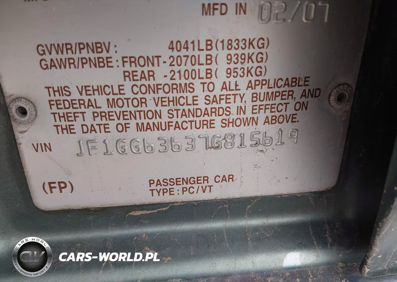 2007 Subaru Impreza Outback Sport VIN:JF1GG63637G815619 - 9
