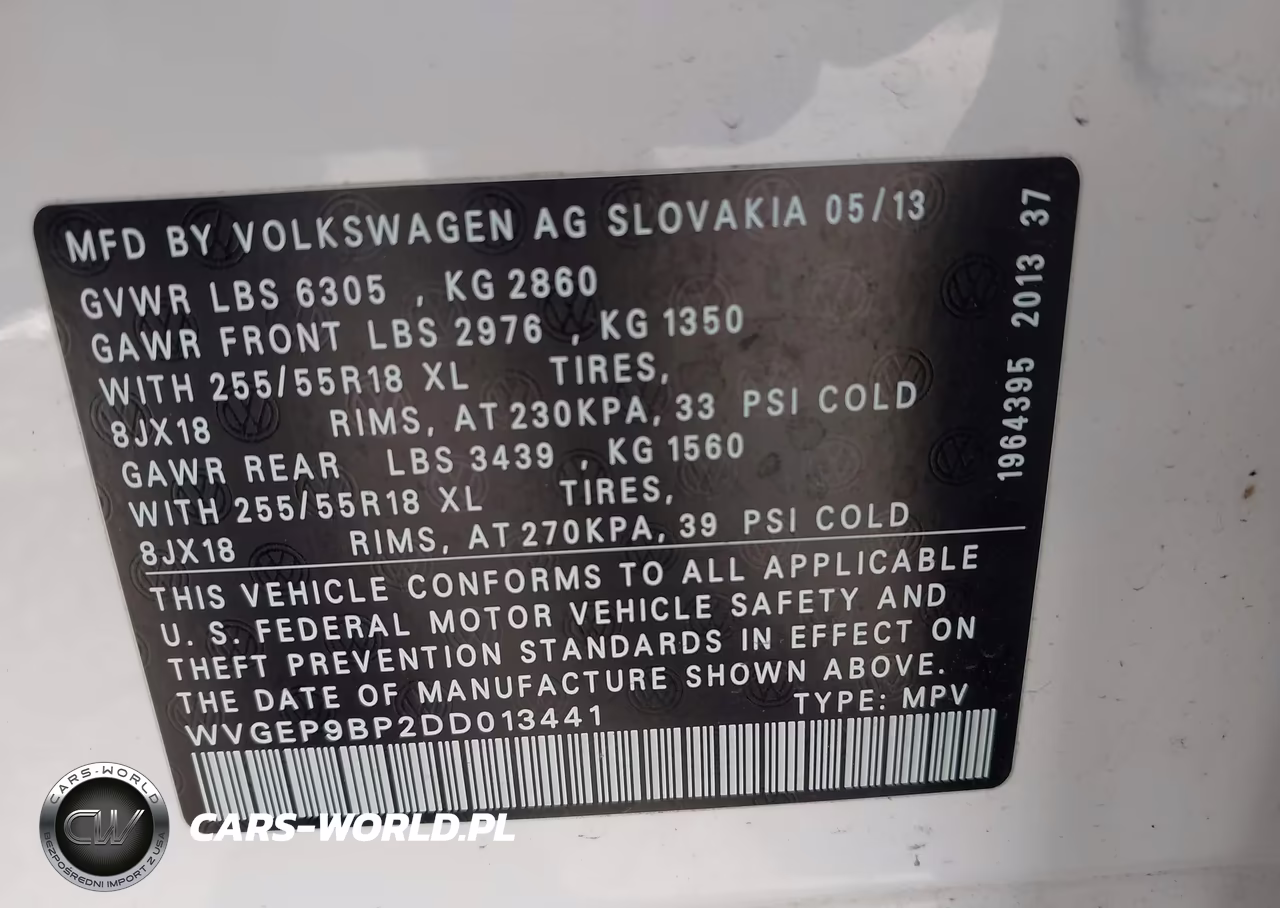 2013 Volkswagen Touareg Tdi Sport VIN:WVGEP9BP2DD013441 - 9