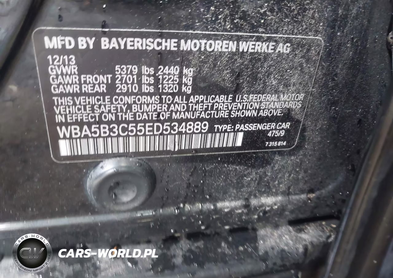 2014 BMW 535I xDrive VIN:WBA5B3C55ED534889 - 9