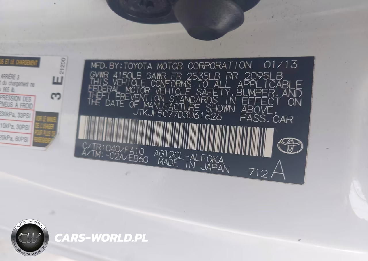 2013 Scion Tc VIN:JTKJF5C77D3061626 - 9